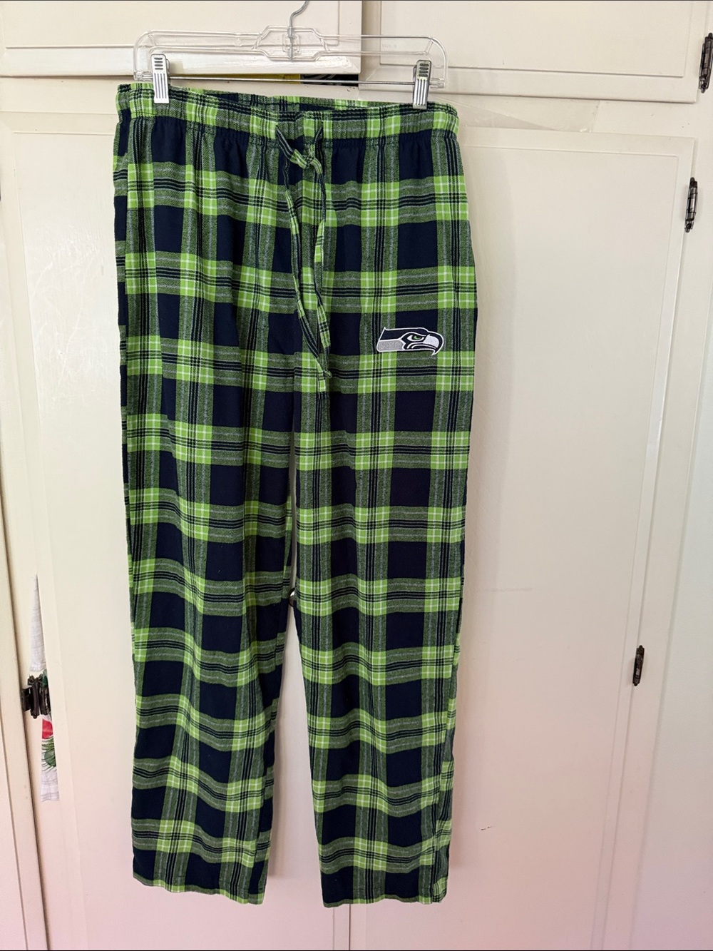 Seahawks Plaid Lounge Joggers - Navy & Lime
